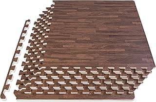 ProsourceFit Wood Grain Puzzle Mat ½-inch, 6 EVA Foam Interlocking Floor Tiles (24 Sq Ft) for Secure Indoor Room Workout Flooring and Playmat