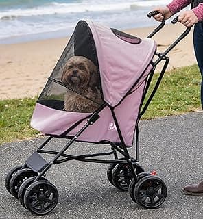 Pet Gear Travel Lite Plus Stroller, Compact, Easy Fold, No Assembly Required, Large Wheels for Cats and Dogs up to 15 pounds, Himalayan Salt