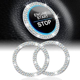 LivTee Car Engine Start Stop Decoration Ring, Crystal Double Rhinestone, Bling Car Interior Accessories for Women, Key Ignition & Knob Bling Ring, Push to Start Button Cover/Sticker, Colorful