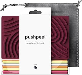 Pushpeel Sensory Activity Board: Silicone Fidget Toy for Calming, Stress, Anxiety, ADHD & Autism | Silent, No Mess | Kids 3+ & Adults | Includes Portable Travel Bag & 11 Strings