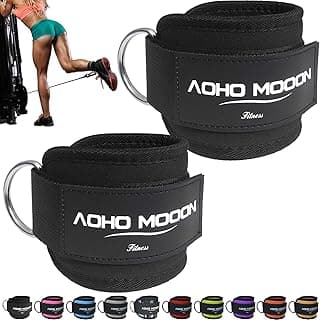 Velcro Comfortable Adjustable Padded Ankle Wrist Cuffs Neoprene Padded Straps D-Ring Glute Kickback for Cable Machine, Ideal for Glutes Exercises