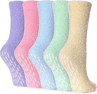 Yebing Non Slip Hospital Socks for Women with Grips Fuzzy Cozy Anti Skid Slipper Socks Winter Warm Soft Fluffy Sleep Socks