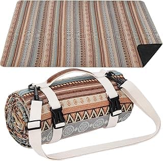 Extra Large Waterproof Picnic Blanket | Portable Camping & Beach Mat | Sand Free with Carry Strap | Park Blanket for Grass, Hiking, Travel, Concerts, Indoor (Orange)