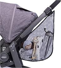 J.L. Childress Side Sling Cargo Net - Stroller Organizer Attachment for Storage, Mesh Bag for Baby Accessories, Universal Fit, Non-Slip and Adjustable Straps - Black