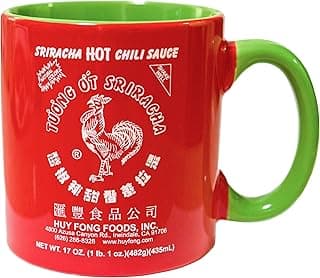 Sriracha Hot Chili Sauce Red & Green Ceramic Mug, Large, 19oz