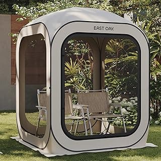 Screen House Tent Pop-Up, Portable Screen Room Canopy Instant Screen Tent 4 x 4 FT with Carry Bag for Patio, Backyard, Deck & Outdoor Activities, Beige