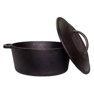 Rock Tawa Cast Iron Dutch Oven, 5 L (Black)