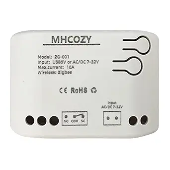 Smart Home Dry Contact Zigbee Relay Switch, Remote Control Zigbee Switch for Light Garage Door, Compatible with Alexa Google Home,Zigbee hub Needed (1CH)