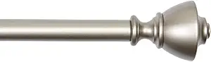 AmazonBasics 1" Adjustable-length Curtain Rod with Urn Finials and Brackets, 72" to 144", Nickel