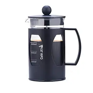Cafe JEI French Press Coffee And Tea Maker 600ml With 4 Level Filtration System, Heat Resistant Borosilicate Glass (Black, 600ml)