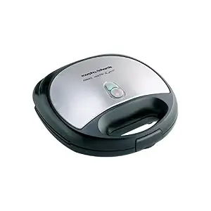Morphy Richards SM3006 750 Watt 3-in-1 Interchangeable Toaster, Griller & Waffle Sandwich Maker, 2-Slice Sandwich Maker, Removable Non-Stick Coated Plates, Hinged Lock, 2-Yr Warranty, Silver & Black