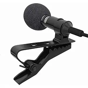 Professional Lavalier Coller mic Clip-on Metal Microphone 3.5 mm Omni Directional Condenser Mic with 1.5 m Cable for Tiktok Youtuber and Recording. (Black)