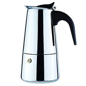 Stainless Steel Moka Expresso Coffee Pot (Works on Induction Cooktops) (4-Cup)