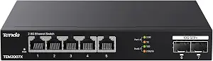 Tenda 2.5Gb Switch, 7-Port Ethernet Switch, 5 x 2.5G Ports + 2 x 10Gb SFP+ Slots, 50Gbps Switching Capacity, Plug & Play Unmanaged Ethernet Splitter, Fanless Metal Design, for NAS, Gaming PC