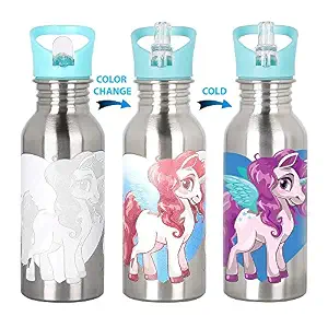 KNACK Magic Bottles Stainless Steel Colour Changing Character 600 ml Unicorn Rainbow Dash