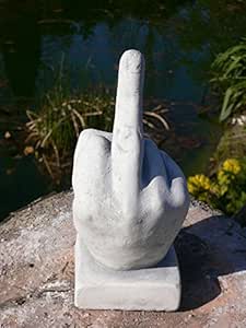 Stinkefinger Stone Figure Cast Stone Hand Middle Finger + Original Care Instructions from Steinfiguren Welt