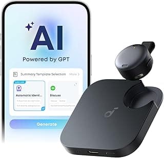 Work by Anker, Coin-Sized AI Voice Recorder, AI Note Taker for Meetings & Lectures, AI Transcription & Summarization, 6-Month Pro at No Charge, Cross-Meeting Summary, MFi Certified
