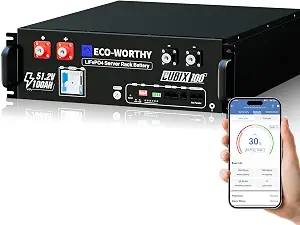 ECO-WORTHY (Cubix 100) 48V 100Ah LiFePO4 Lithium Battery w/Bluetooth | UL1973 & UL9540A & CEC Listed | 5120Wh Server Rack Battery for Solar Energy Storage, Home Backup Power