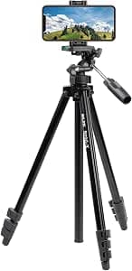 SLIK 217191 800G-X Tripod, 4-Tier, Lever Lock Type, Smartphone Holder Included, Lightweight, Black