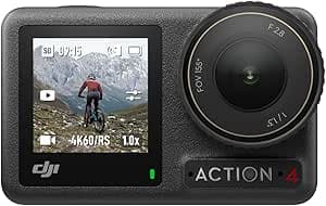 DJI Osmo Action 4 Standard Combo, 4K/120fps Action Cam with 1/1.3 Inch Sensor, Underwater Camera, Stunning Low-Light Recordings, 10-Bit and D-Log M Colour Performance, Long Lasting 1770 mAh Battery