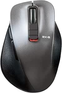Elecom M-XGM15BBSGM/EC Wireless Mouse, Bluetooth EX-G, Extreme Grip, Quiet Design, 5 Buttons, Multi-Pairing, Size M, Gun Metallic