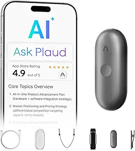 Plaud NotePin S AI Voice Recorder, Wearable AI Notetaker, AI Transcribe & Summarize, Support 112 Languages, 64GB Audio Recorder for Meetings Interviews, Professionals, Teams, with 4 Accessories