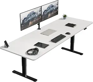 VIVO Large Electric 83 x 30 in Standing Desk, Memory Height Adjustment, 1B Series, Holds 220 lbs, White Top Black Frame, DESK-KIT-1B8W