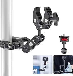 Ulanzi C017 ダブルスーパークランプ ボールヘッド マジックアーム カメラマウント 360°回転 角度調整 1/4ネジ付き交換可能 hero12用/insta 360x4/x3用 蟹バサミクランプ ダブルクランプ 緩み防止 雲台/撮影/LEDライト用/モニター外付け用/バイク/ベストアングル/ウェブカメラに対応 デスク/アーム/自転車/傘/バイク/オートバイクリップ/フェンスバーに接続