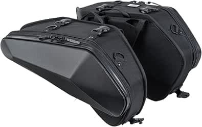TANAX Motorcycle Bag Side Bag Carving Shell Case 2 2SS Gloss Black Embossed Black MFK-3000~MFK-3003