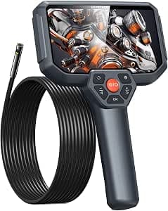 DEPSTECH Endoskopkamera mit Licht, 5 Zoll IPS Bildschirm Dual Lens Endoskop, Kanalkamera, Inspektionskamera, Rohrkamera, Schlangenkamera, 6+1 LEDs/32G Karte/IP67 Wasserdicht/Werkzeugkasten - 5M