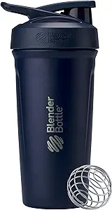 BlenderBottle Sport Insulated Stainless Steel Shaker Bottle with Wire Whisk, 24-Ounce, Navy – Protein Shakes & Hydration for Athletes & Fitness Enthusiasts, Easy Mixing, Lockable Lid