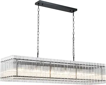 55" L Black Chandeliers for Dining Room 12 Lights Modern Chandelier Light Fixture Kitchen Island Entryway Living Room Rectangle 55.2" L x 10.6" H