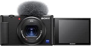 Sony ZV-1 Premium Kompaktkamera (1" Sensor, 24-70mm F1.8-2.8, 4K Video, Augen-Autofokus, neigbares Display, für Fotos und Videos) ohne Ladegerät