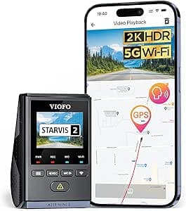 VIOFO Dashcam A119 Mini 2, Front 2,7K 5GHz Wi-Fi, 2K 60fps/HDR 30fps Sprachsteuerung, STARVIS 2 Verbesserte Nachtsicht, 1,5" LCD Versteckte Dash Cam Auto, GPS Autokamera, 24h Parkmodus, Sprachausgabe