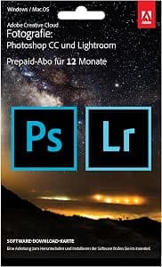 Adobe Creative Cloud 20GB Photo Subscription: Photoshop and Lightroom, 1 Year Licence, PC/Mac, Key Card & Download
