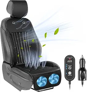 Paffenery 2026 Upgraded Cooling Car Seat Cover Front Seat, 12V-24V Ventilated Cooling Car Seat Cushion, Cooled Seat Cover for Car SUV Truck Universal Fit, Midnight Black