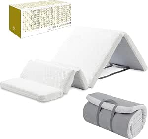 GOKUMIN Sleeping Mattress Nap Mat Adult High Resilience 220N Thickness 2.0 inches (5 cm) Overnight Car Disaster Prevention Goods Mattress Compact Leisure Disaster Goods Roll Up Sleeping Bag (23.6 x