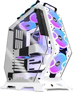 KEDIERS PC Case C570 ATX Mid Tower Tempered Glass Gaming Computer Open Frame Case with 5 PWM ARGB Fans (White C570)