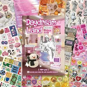 Scrapbook Stickers Book - 30 Sheets Glossy, Matte & Textured Stickers, Cute Retro Ephemera for Junk Journal, Scrapbooking Supplies & Planner Embellishments