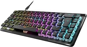 Roccat Vulcan II Mini Air – 65 Prozent Wireless optische mechanische Gaming-Tastatur, anpassbare RGB-Beleuchtung, abnehmbares Kabel, Titan II Linear Schalter, Aluminiumplatte, Schwarz