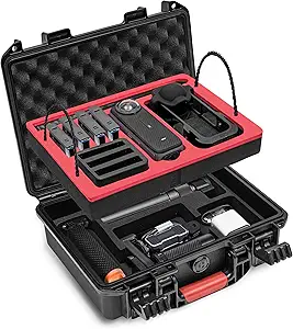 Tomat Waterproof Case for Insta360 X4, Double Layers,Shockproof, IP67,Large Capacity Carrying Case for Insta360 X4 X3 Camera and Accessories, Elegant Black