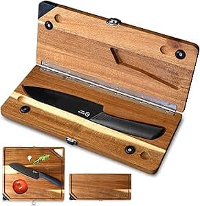 ZEN Camps Cutting Board with Knife Camping Cookware Cutting Board Knife Set Folding Storage with Sharpener Outdoor