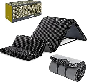 GOKUMIN Lounging Mattress, High-Resilience 220N, Thickness 5cm, Sleeping in Car, Disaster Preparedness, Compact Mattress, Leisure, Disaster Supplies, Rollable Sleeping Bag (60cm×180cm, Black) gorone